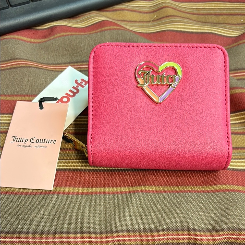Juicy Couture Pink Wallet with Gold Hardware and Smooth Finish